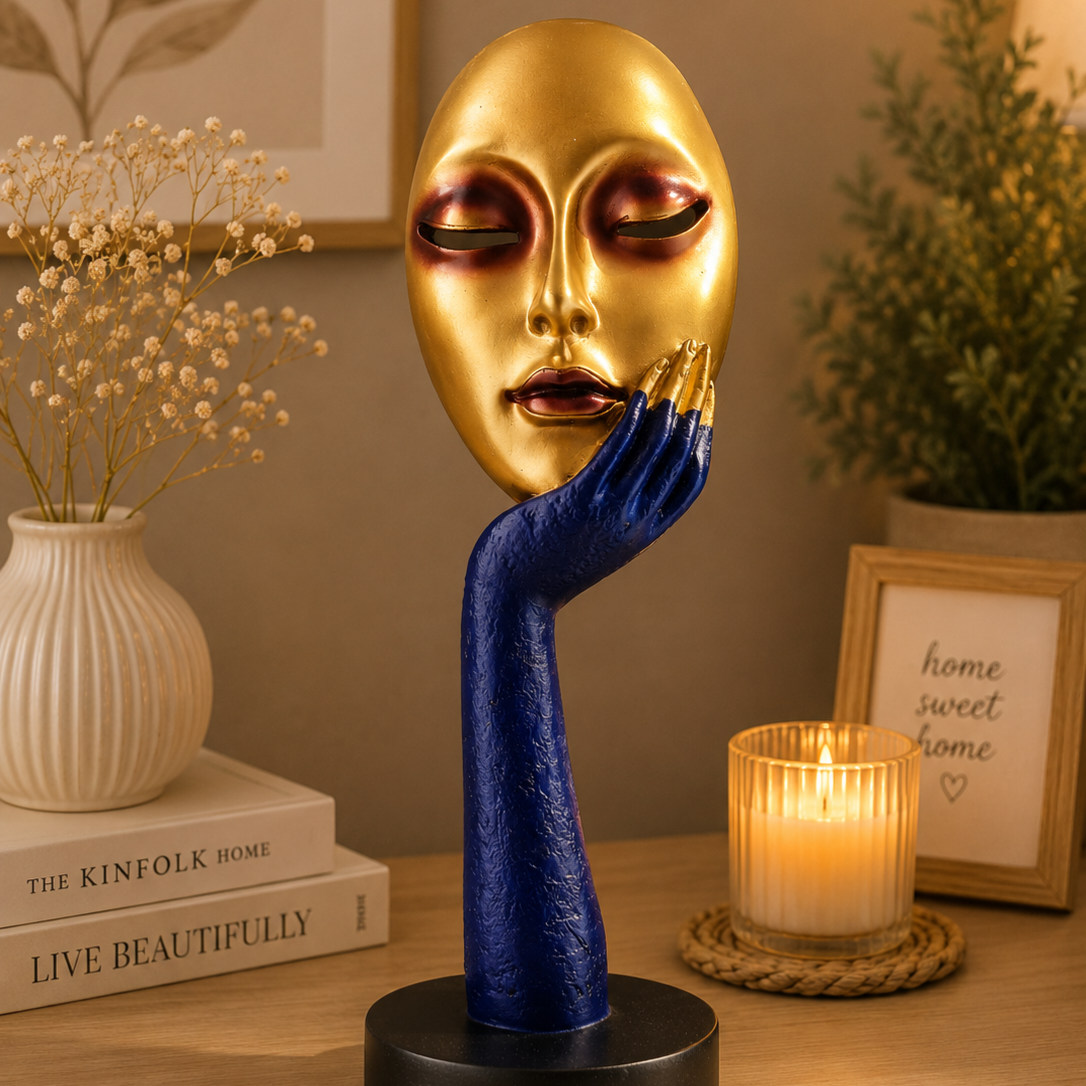 Golden Muse Face Sculpture