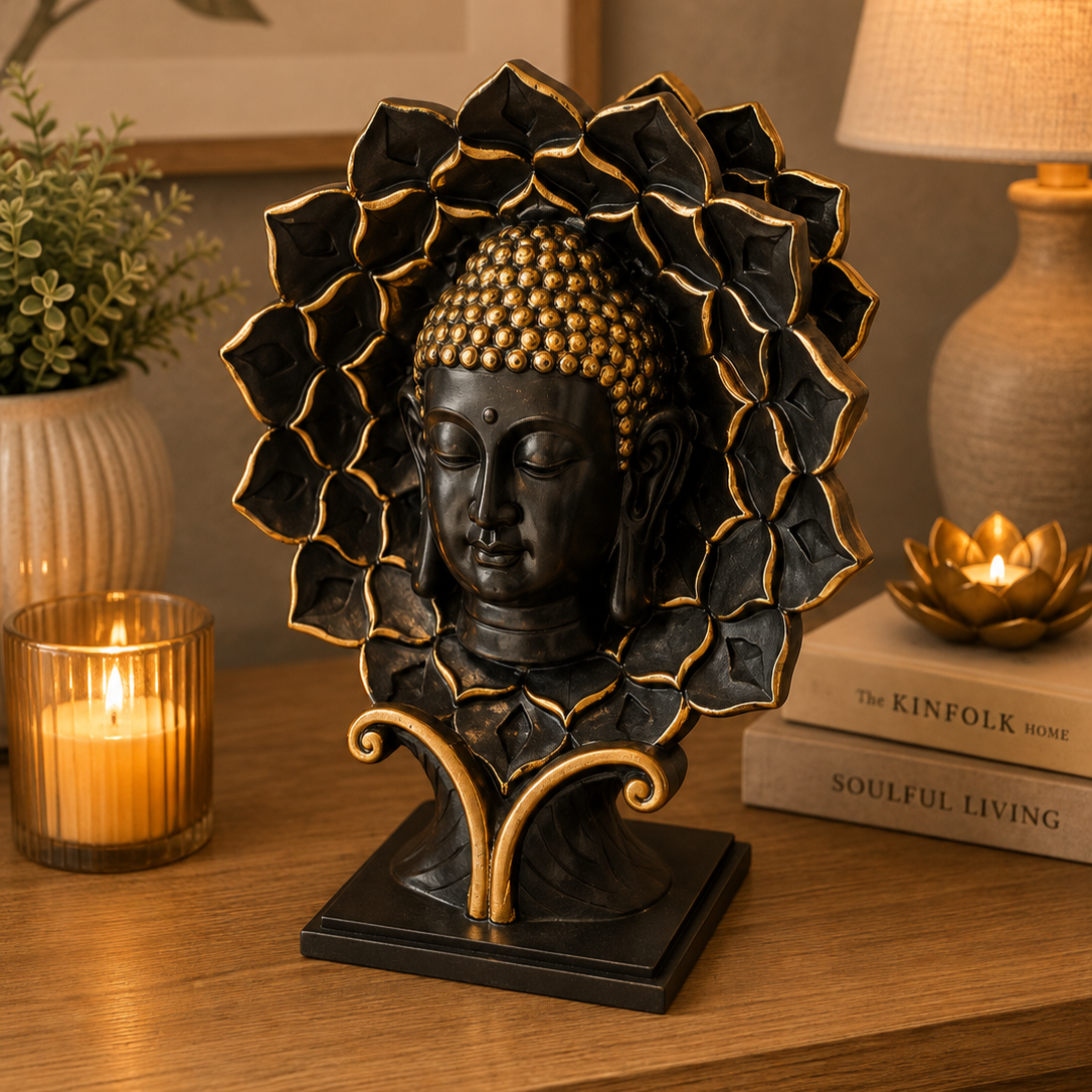 Buddha Face Lotus Statue