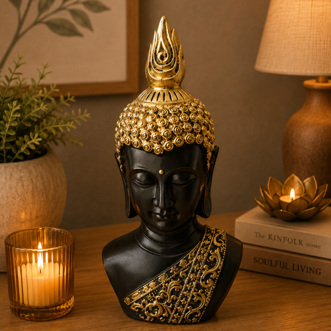 Buddha Head Bust Statue