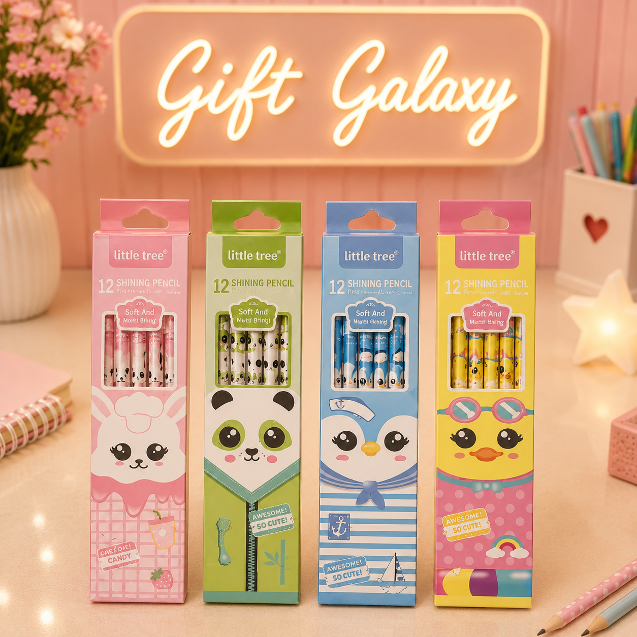 Little Tree Cute Animal HB Pencil Set