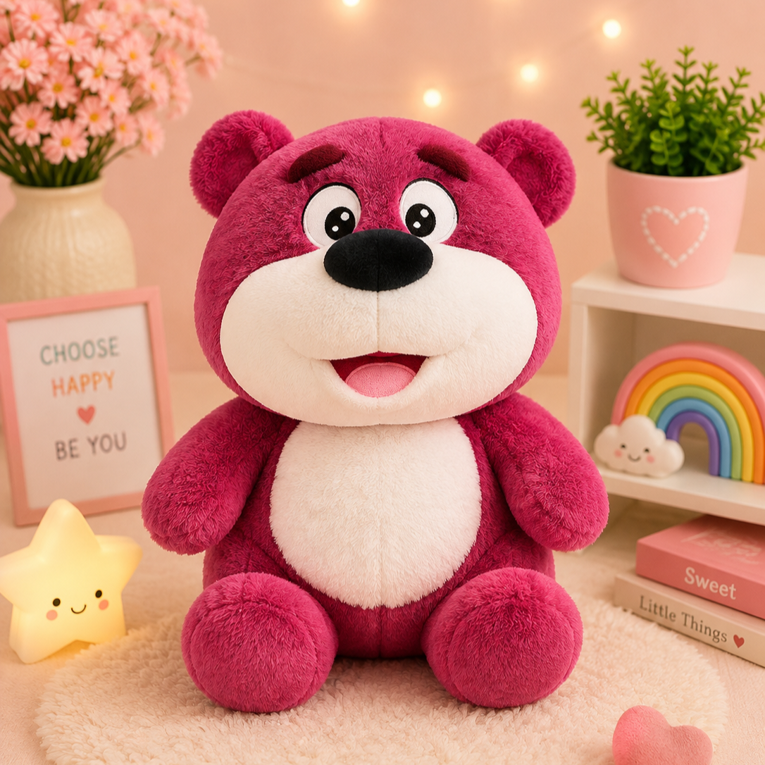 Happy Bear Magenta Super Soft Plushie